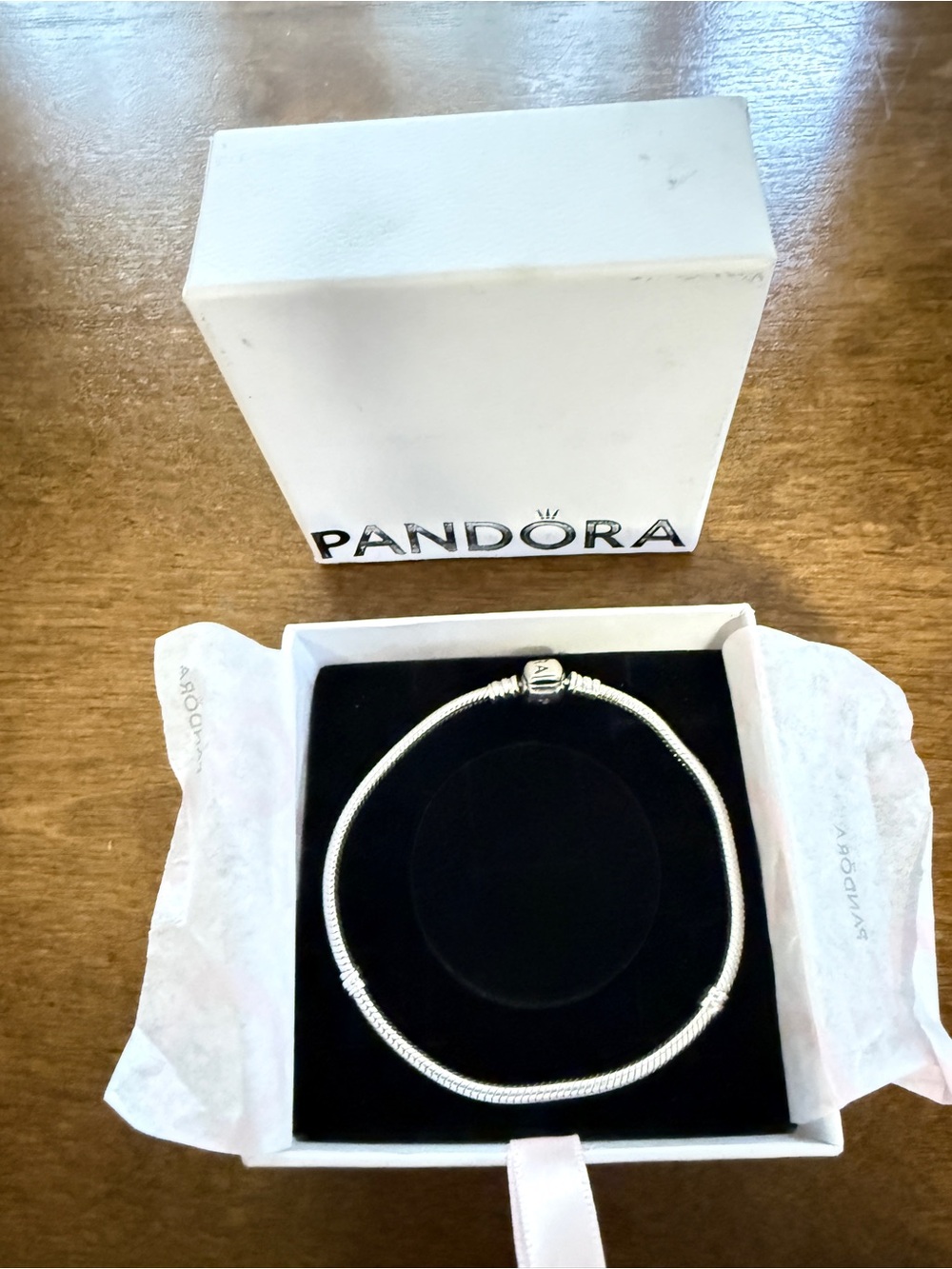 Pandora Silver Snake Chain Bracelet with Barrel Clasp 9 inches
